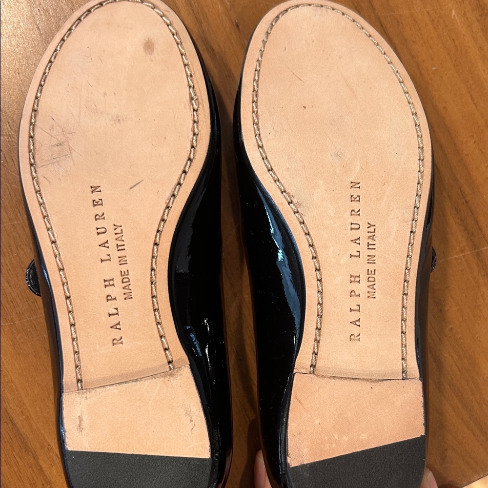 Ralph Lauren Black Leather Mary Jane Shoes - Picture 3 of 4